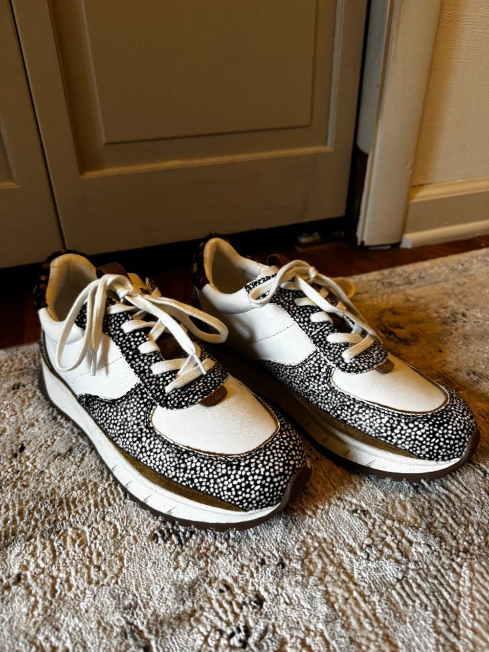 Madewell Leather & Calf Hair Lace-Up Sneakers Women's 7 EUC